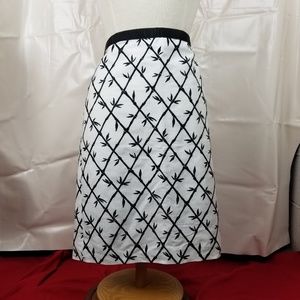 Talbots bamboo print Linen blend skirt